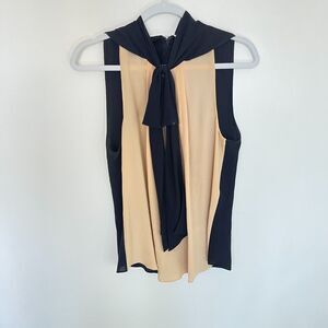 Michael Kors 2013 Black Nude Pink Top with bow 100% silk